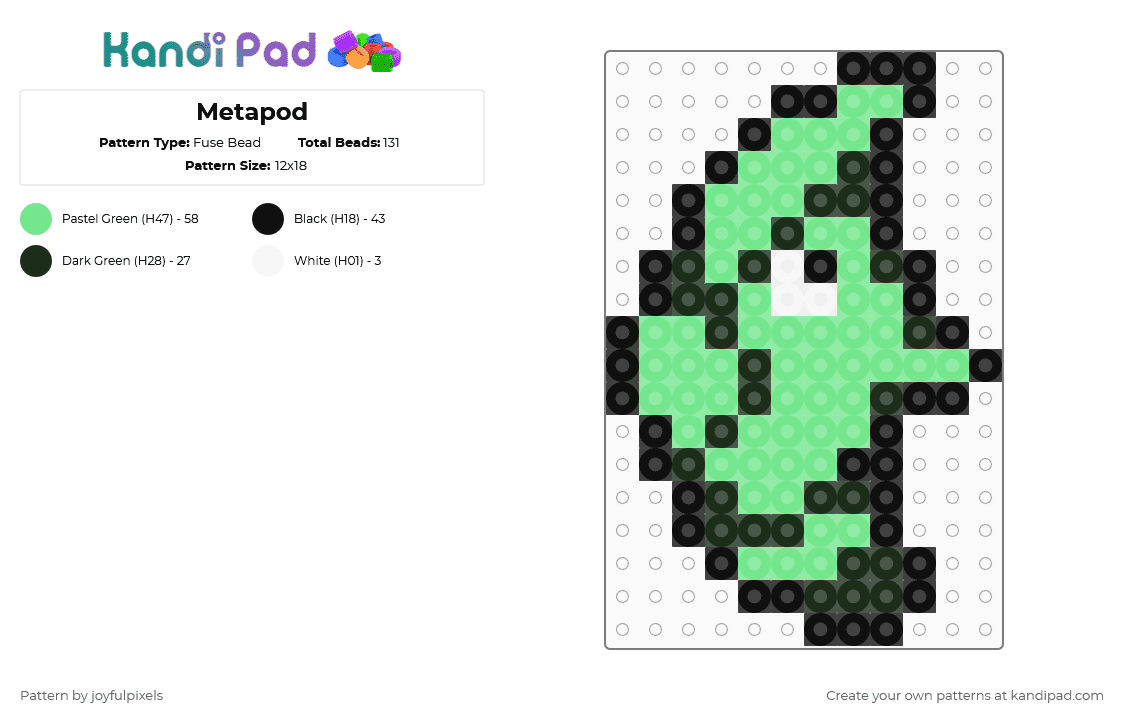 Metapod - Fuse Bead Pattern by joyfulpixels on Kandi Pad - metapod,pokemon,bug,video game,anime,gaming,teal