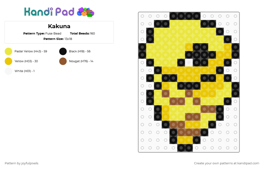 Kakuna - Fuse Bead Pattern by joyfulpixels on Kandi Pad - yellow