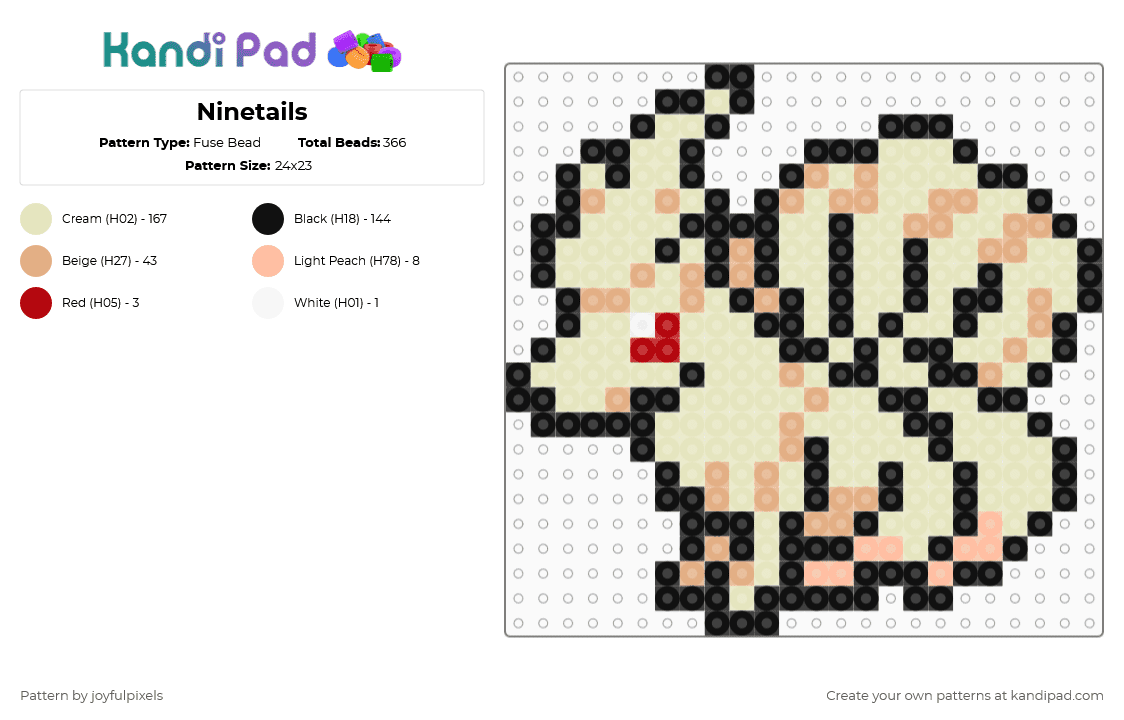 Ninetails - Fuse Bead Pattern by joyfulpixels on Kandi Pad - beige