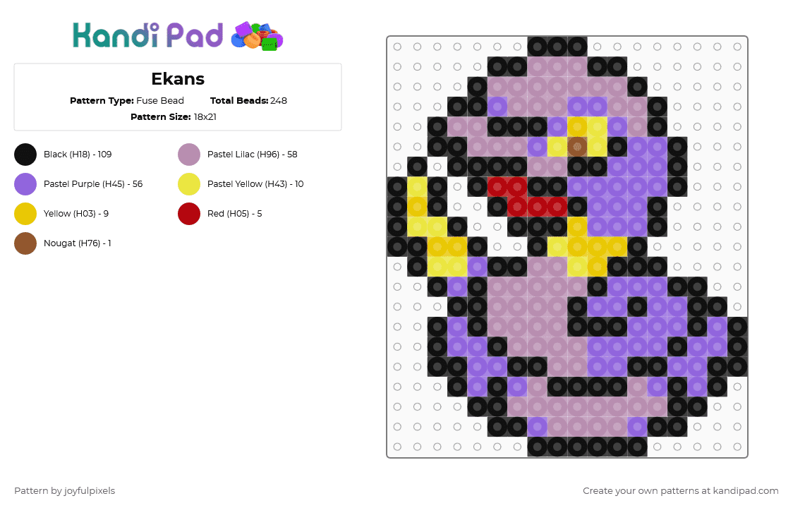 Ekans - Fuse Bead Pattern by joyfulpixels on Kandi Pad - purple,pink