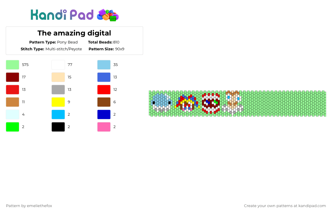 The amazing digital - Pony Bead Pattern by emeliethefox on Kandi Pad - teal