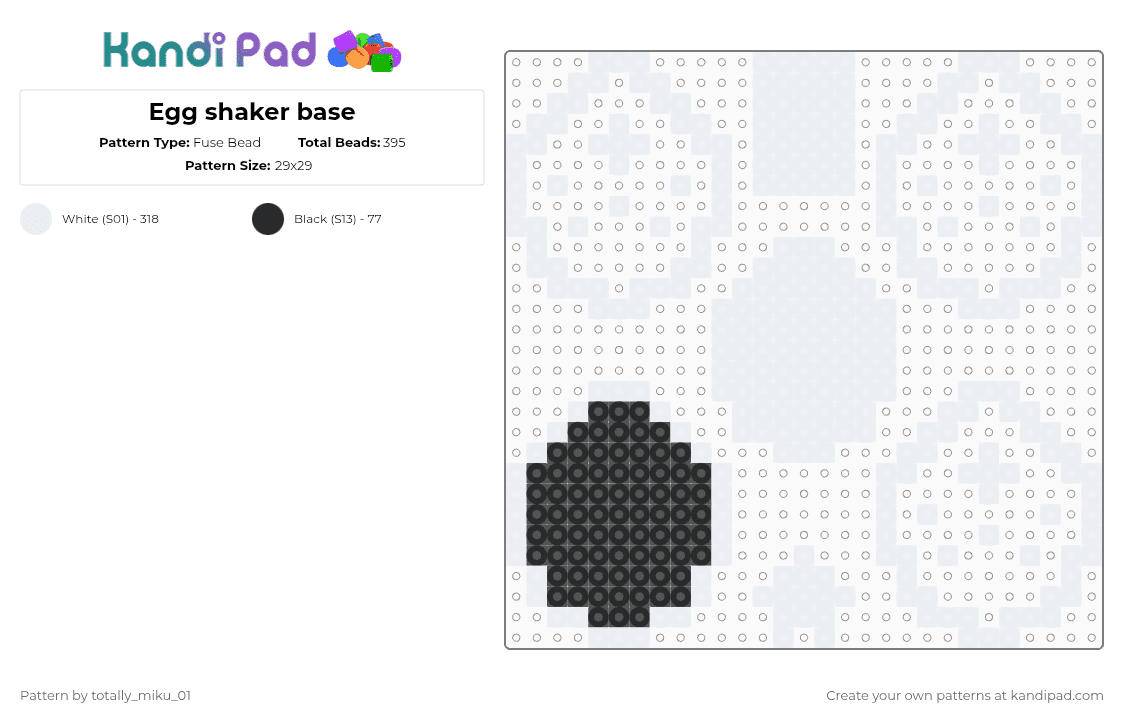 Egg shaker base - Fuse Bead Pattern by totally_miku_01 on Kandi Pad - base, shaker, white