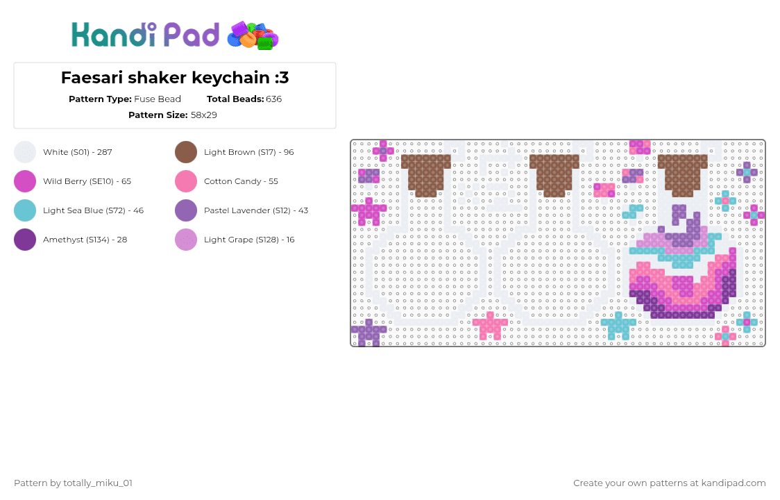 Faesari shaker keychain :3 - Fuse Bead Pattern by totally_miku_01 on Kandi Pad - pink,faesari,keychain,potion,shaker