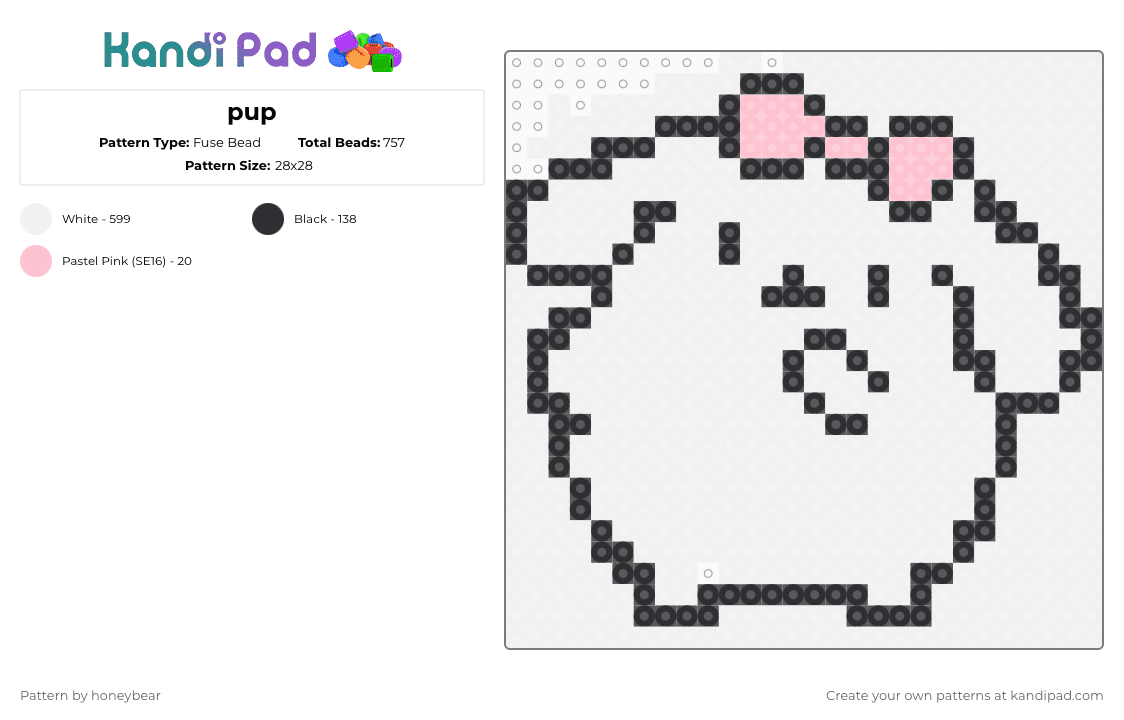 pup - Fuse Bead Pattern by honeybear on Kandi Pad - white