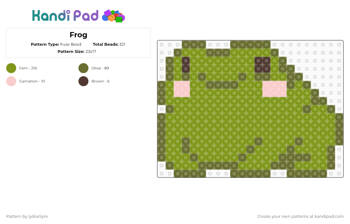 Frog - Fuse Bead Pattern by lydianlyre on Kandi Pad - gold,frog