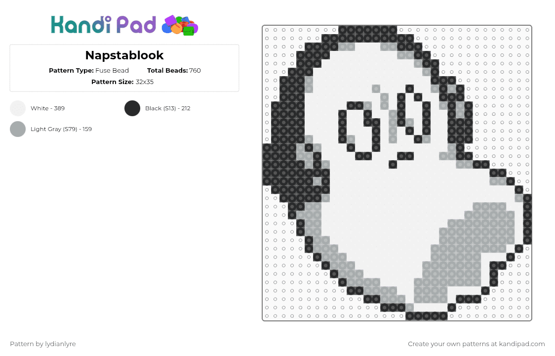 Napstablook - Fuse Bead Pattern by lydianlyre on Kandi Pad - gray,white,napstablook,undertale