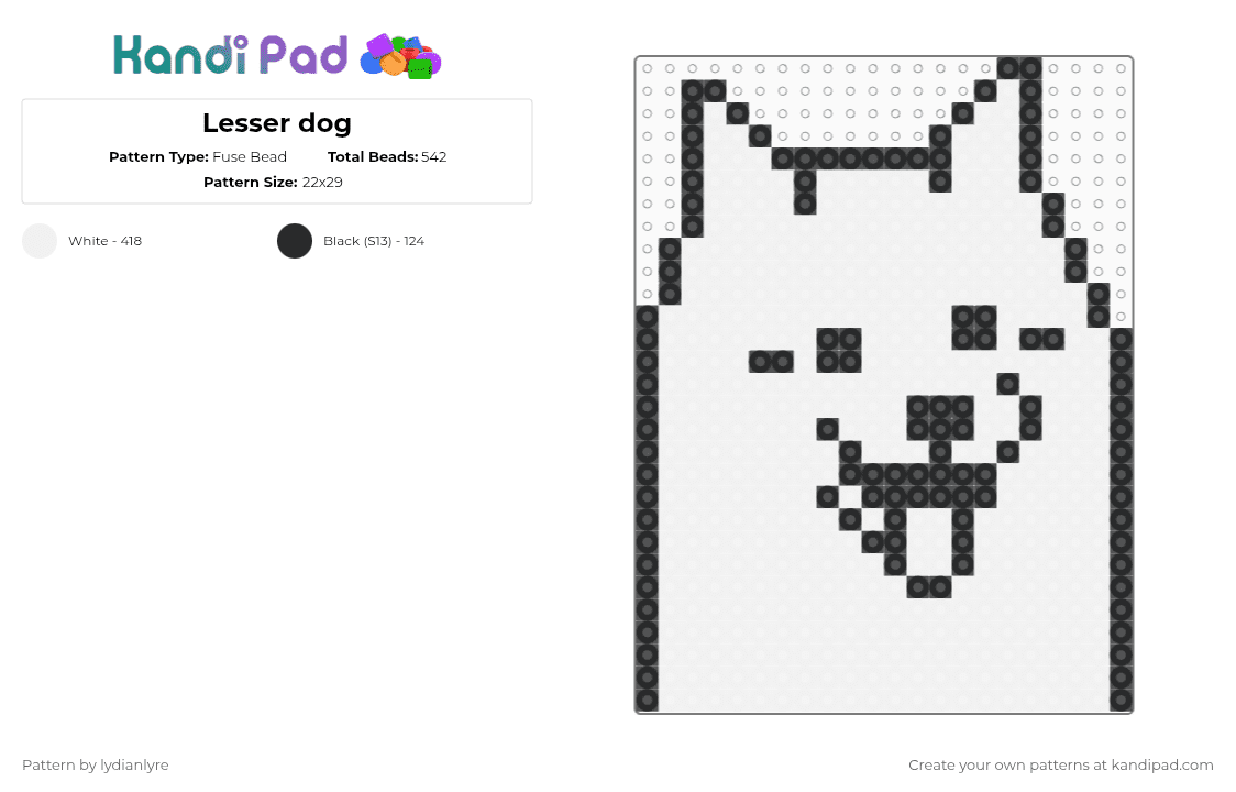 Lesser dog - Fuse Bead Pattern by lydianlyre on Kandi Pad - white,lesser dog,undertale