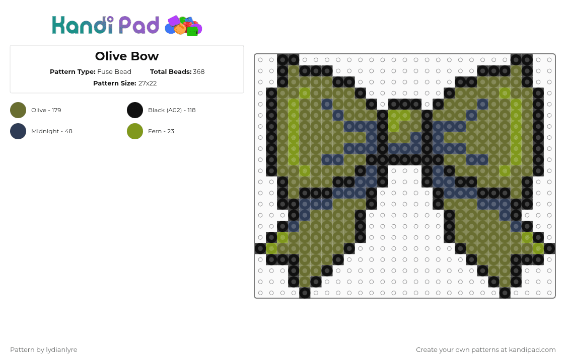 Olive Bow - Fuse Bead Pattern by lydianlyre on Kandi Pad - gold