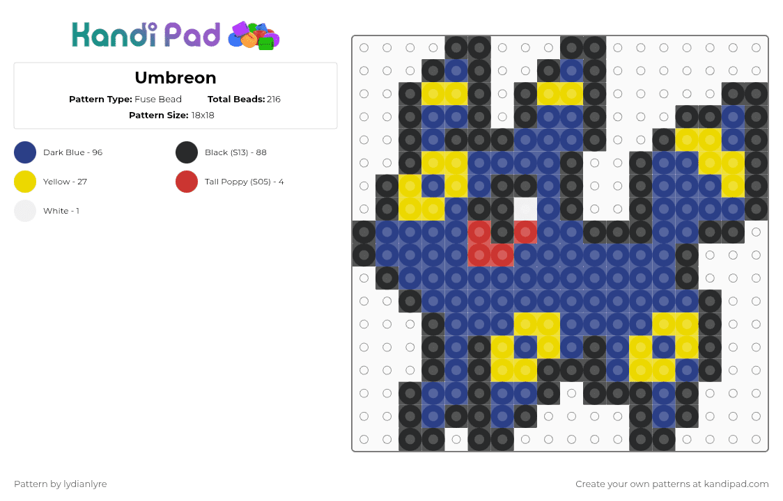 Umbreon - Fuse Bead Pattern by lydianlyre on Kandi Pad - blue,umbreon,pokemon