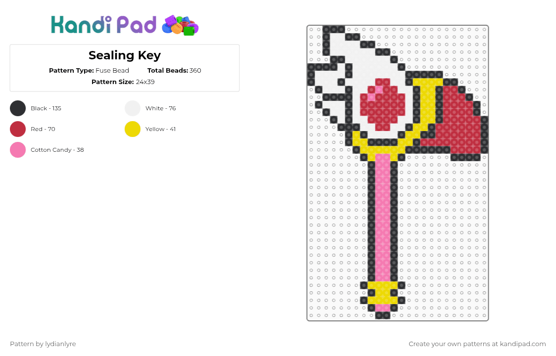 Sealing Key - Fuse Bead Pattern by lydianlyre on Kandi Pad - card captor sakura,card captor,key