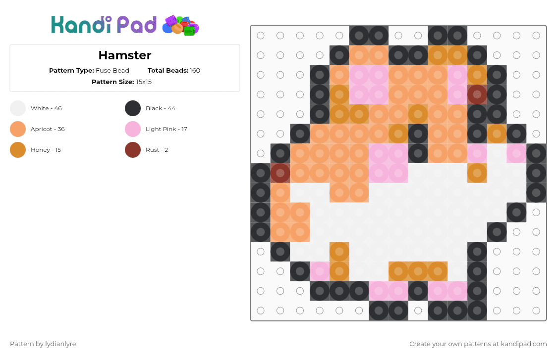 Hamster - Fuse Bead Pattern by lydianlyre on Kandi Pad - orange,hamster