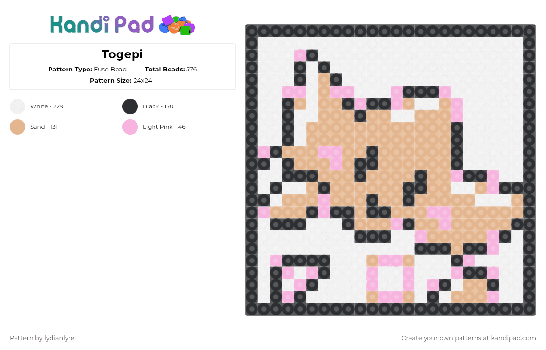 Togepi - Fuse Bead Pattern by lydianlyre on Kandi Pad - beige,togepi,pokemon