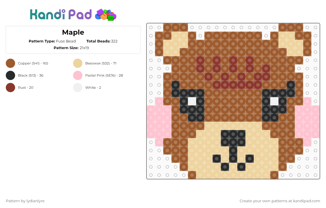 Maple - Fuse Bead Pattern by lydianlyre on Kandi Pad - beige,tan,maple,animal crossing