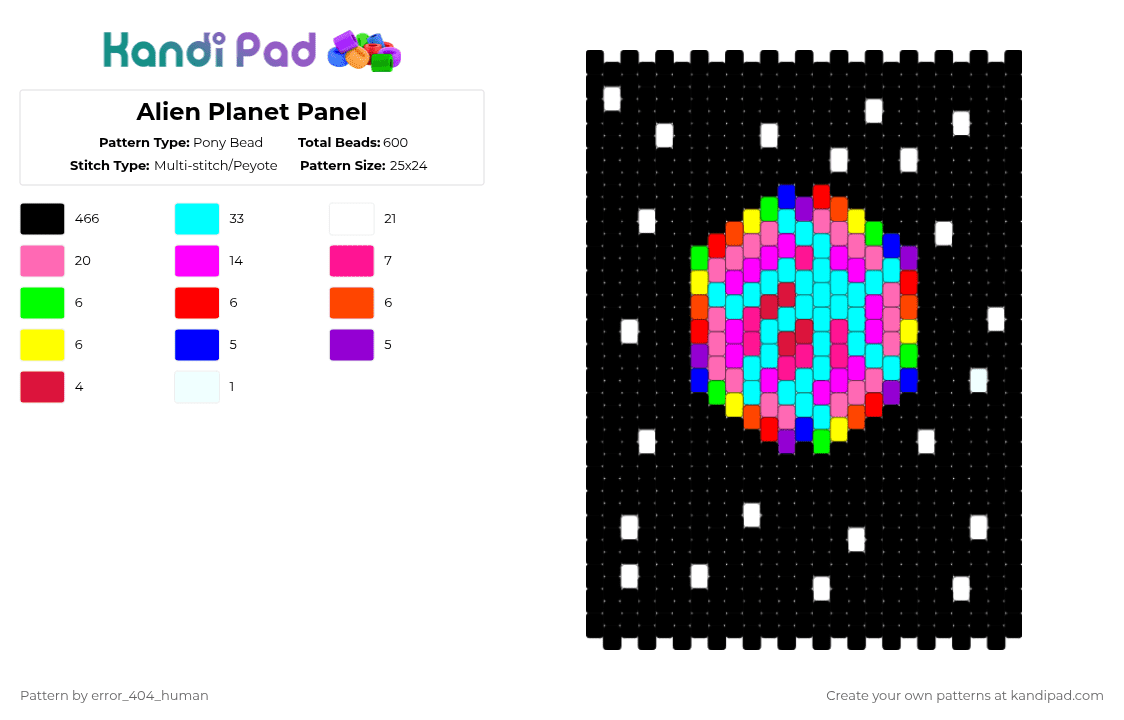 Alien Planet Panel - Pony Bead Pattern by error_404_human on Kandi Pad - black,light blue,pink