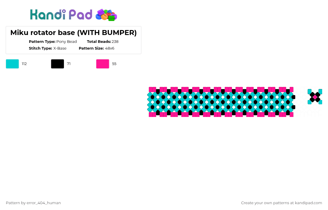Miku rotator base (WITH BUMPER) - Pony Bead Pattern by error_404_human on Kandi Pad - pink,light blue