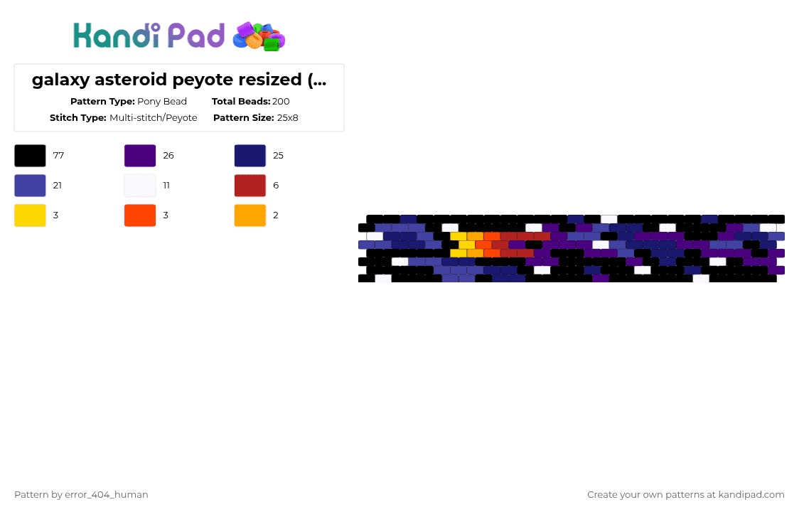 galaxy asteroid peyote resized (OG DESIGN BY und3ad_k1tt1_m1l0) - Pony Bead Pattern by error_404_human on Kandi Pad - black,purple