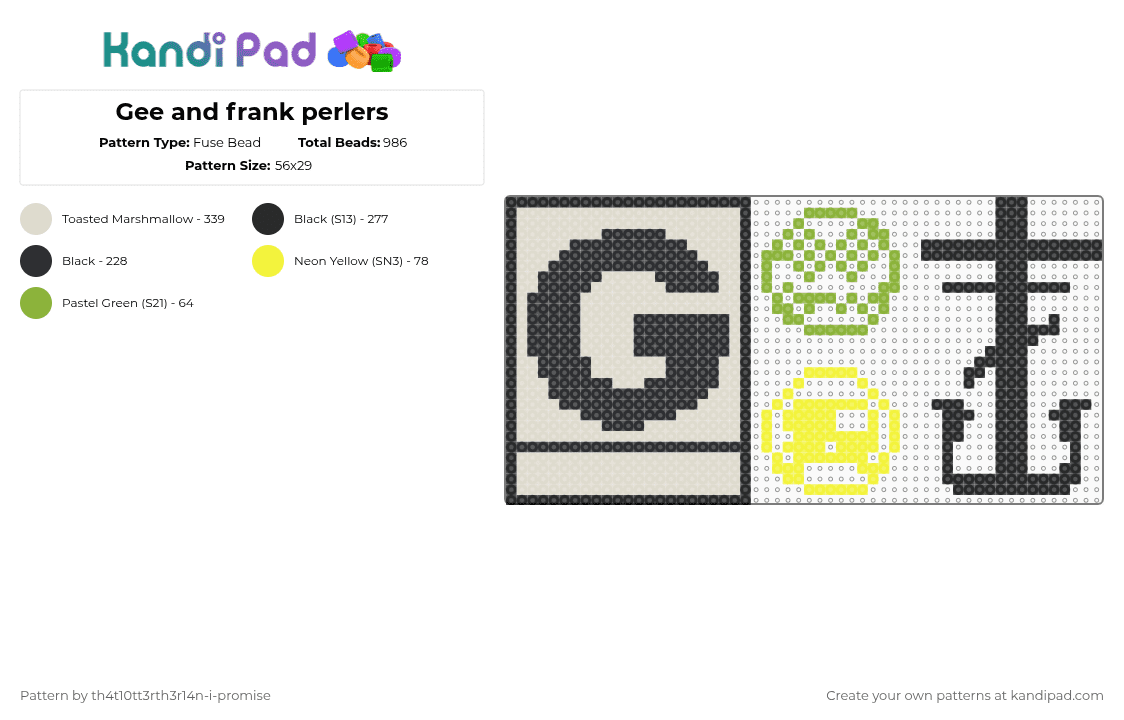 Gee and frank perlers - Fuse Bead Pattern by th4t10tt3rth3r14n-i-promise on Kandi Pad - beige