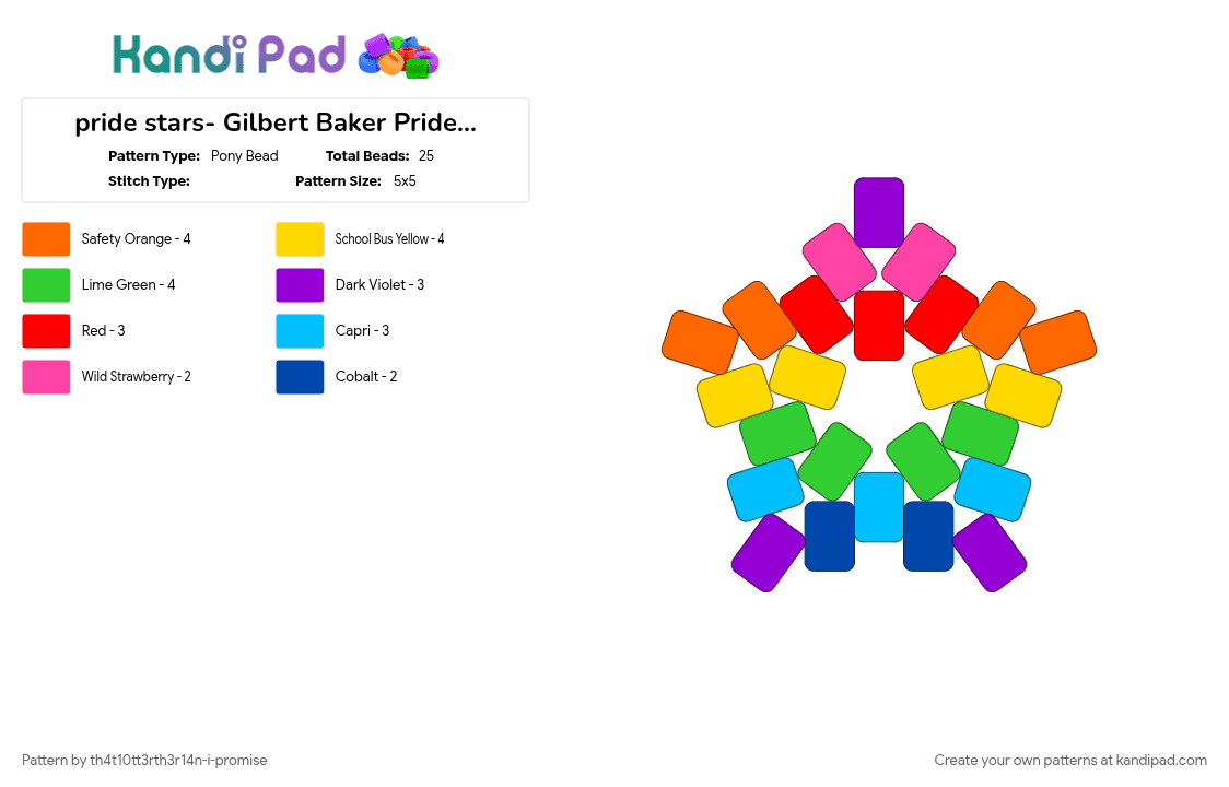 pride stars- Gilbert Baker Pride Flag - Pony Bead Pattern by th4t10tt3rth3r14n-i-promise on Kandi Pad - colorful, light blue, pride, red, yellow