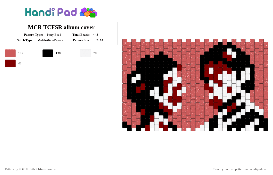 MCR TCFSR album cover - Pony Bead Pattern by th4t10tt3rth3r14n-i-promise on Kandi Pad - red,mcr,music,gerard way,frank iero,ray toro,mikey way