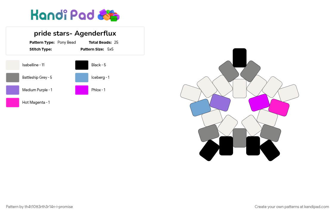 pride stars- Agenderflux - Pony Bead Pattern by th4t10tt3rth3r14n-i-promise on Kandi Pad - gray, pride, white