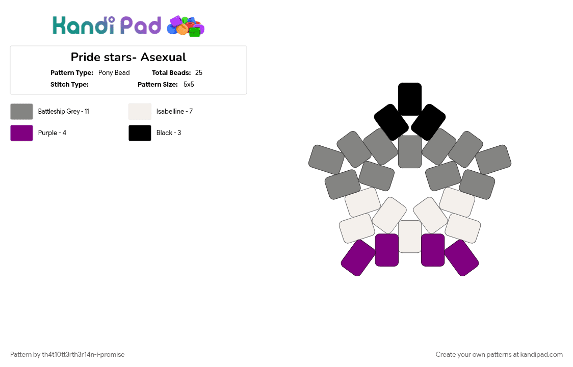 Pride stars- Asexual - Pony Bead Pattern by th4t10tt3rth3r14n-i-promise on Kandi Pad - gray, pink, pride