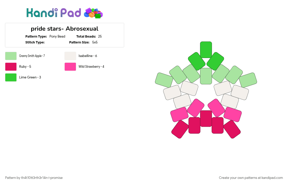 pride stars- Abrosexual - Pony Bead Pattern by th4t10tt3rth3r14n-i-promise on Kandi Pad - pink, pride, teal