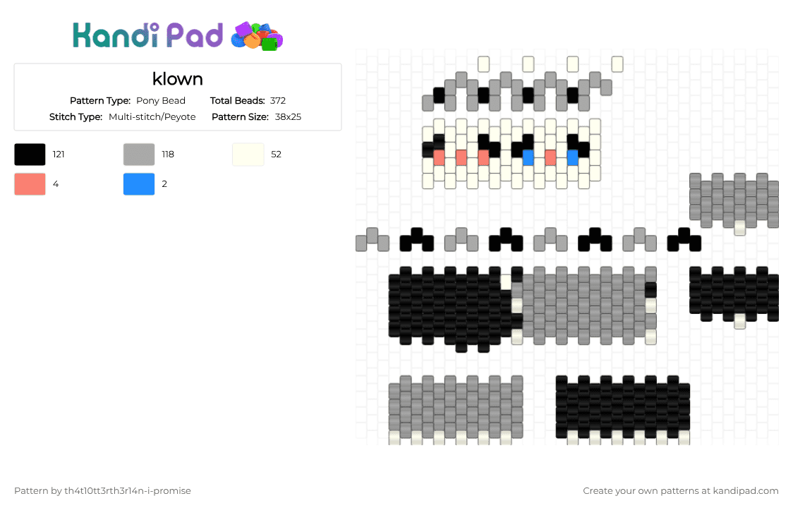 klown - Pony Bead Pattern by th4t10tt3rth3r14n-i-promise on Kandi Pad - beige