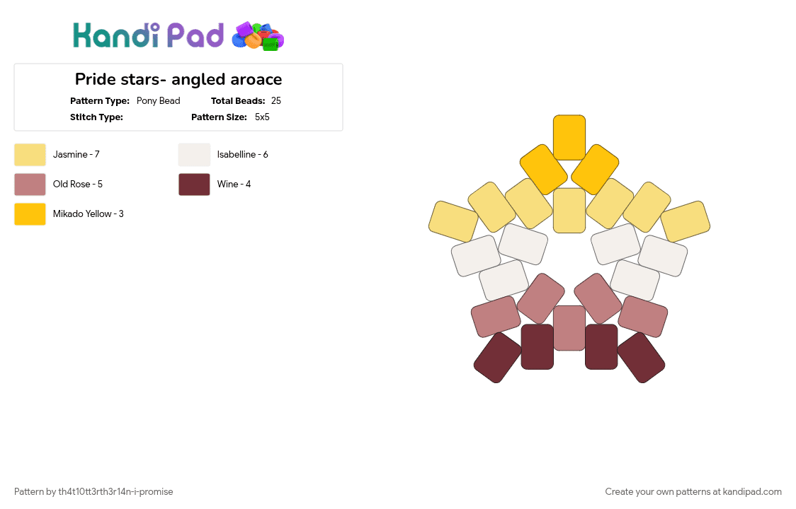 Pride stars- angled aroace - Pony Bead Pattern by th4t10tt3rth3r14n-i-promise on Kandi Pad - pride, yellow