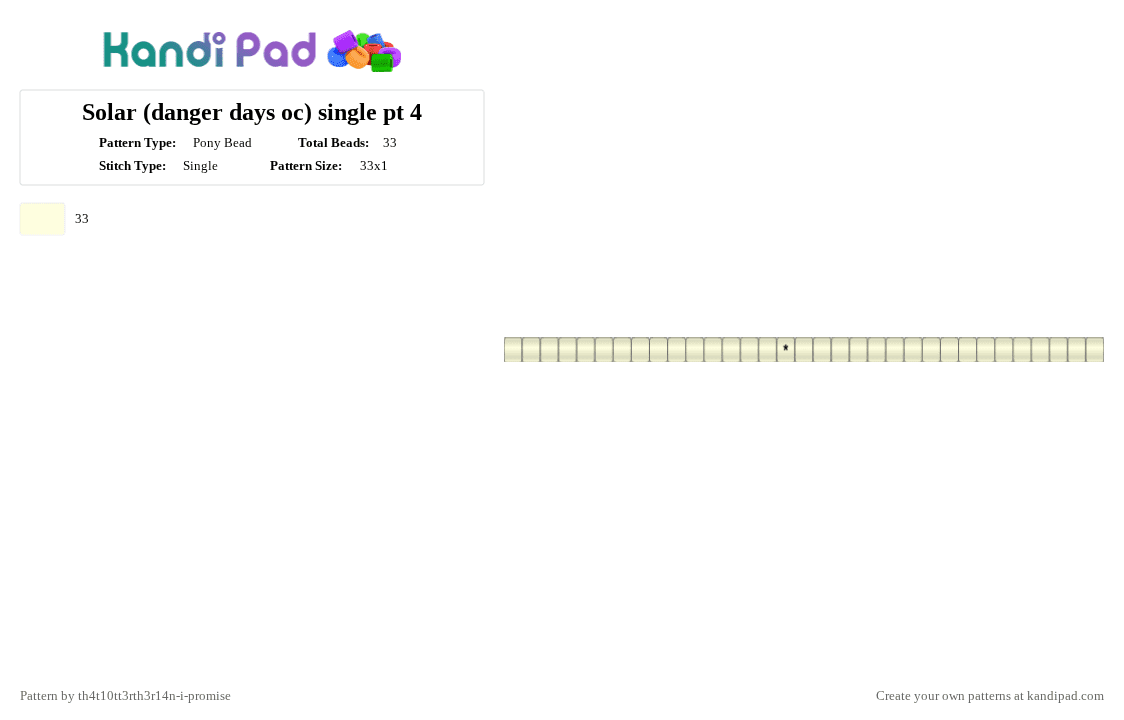 Solar (danger days oc) single pt 4 - Pony Bead Pattern by th4t10tt3rth3r14n-i-promise on Kandi Pad - 