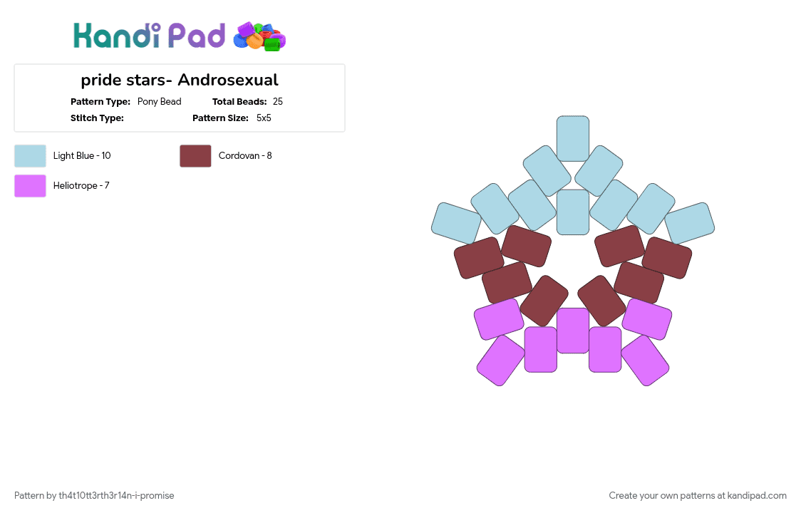 pride stars- Androsexual - Pony Bead Pattern by th4t10tt3rth3r14n-i-promise on Kandi Pad - brown, light blue, pride