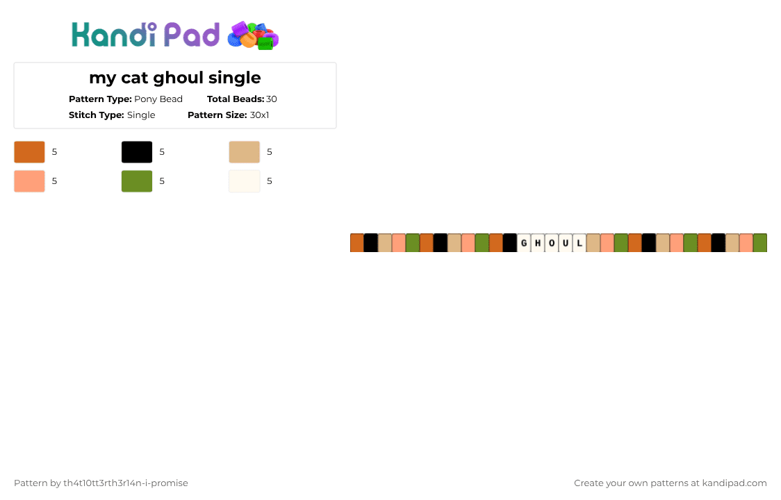 my cat ghoul single - Pony Bead Pattern by th4t10tt3rth3r14n-i-promise on Kandi Pad - orange