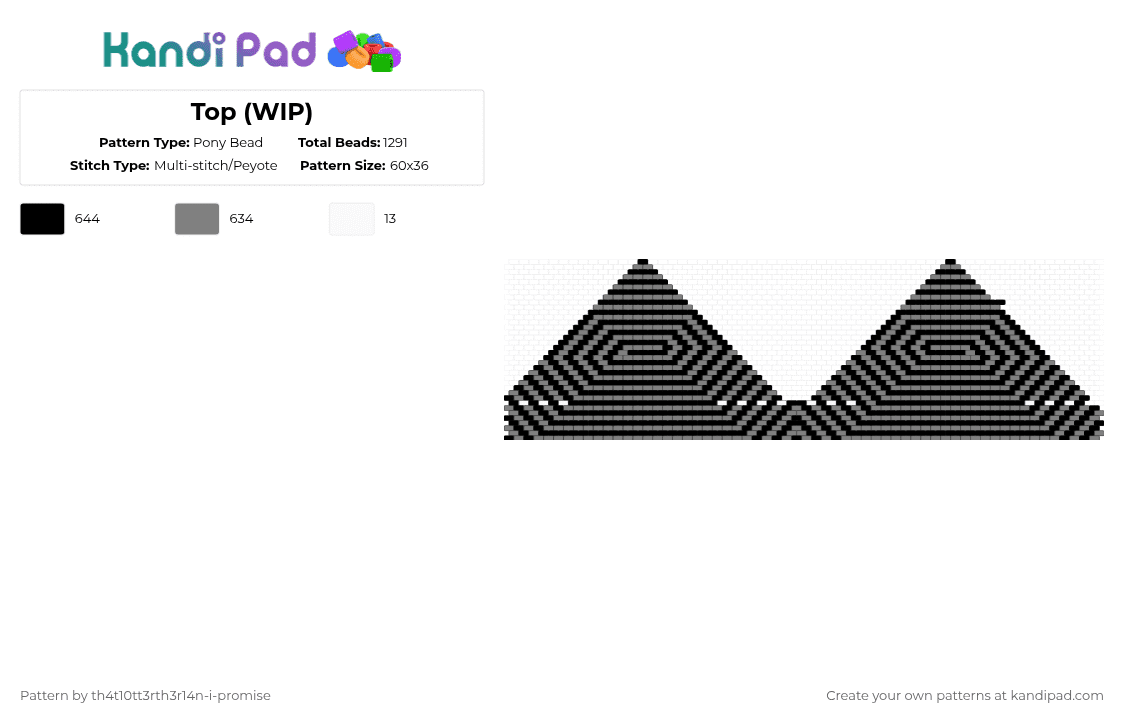 Top - Pony Bead Pattern by th4t10tt3rth3r14n-i-promise on Kandi Pad - gray