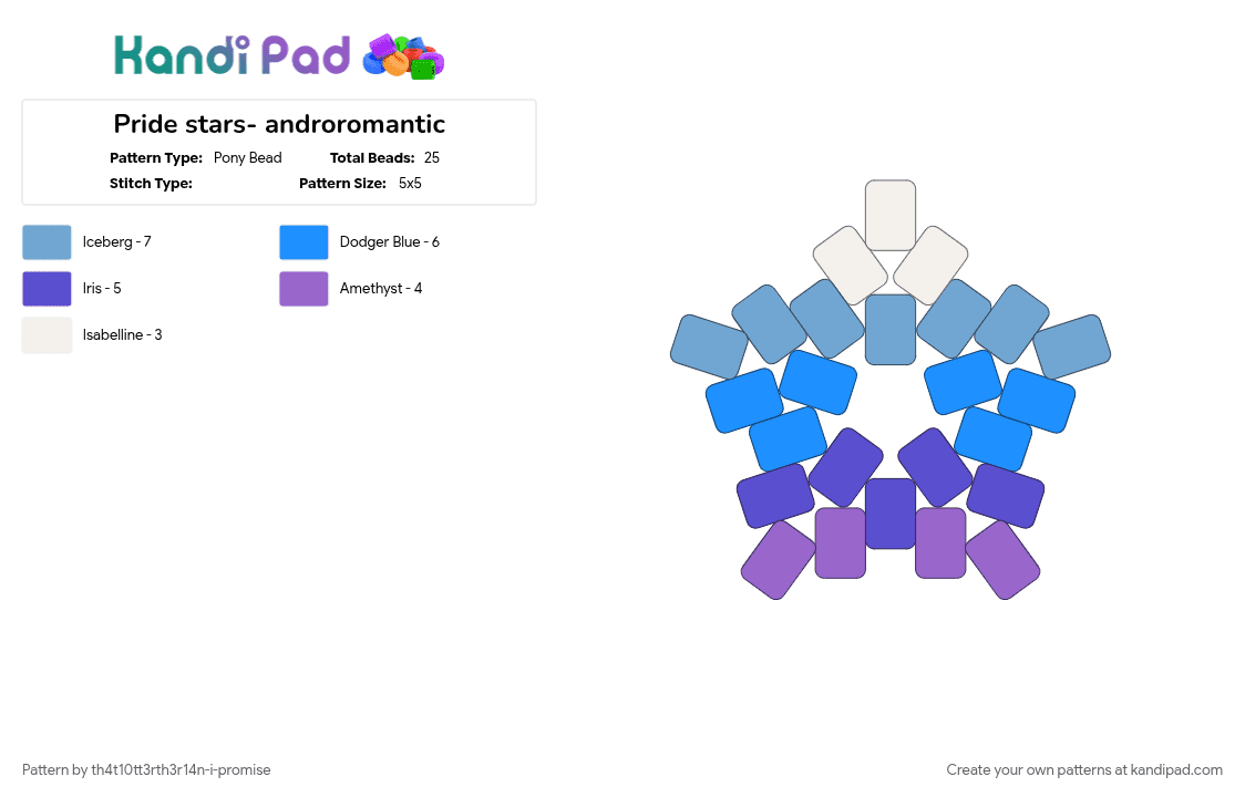Pride stars- androromantic - Pony Bead Pattern by th4t10tt3rth3r14n-i-promise on Kandi Pad - light blue, pride, purple