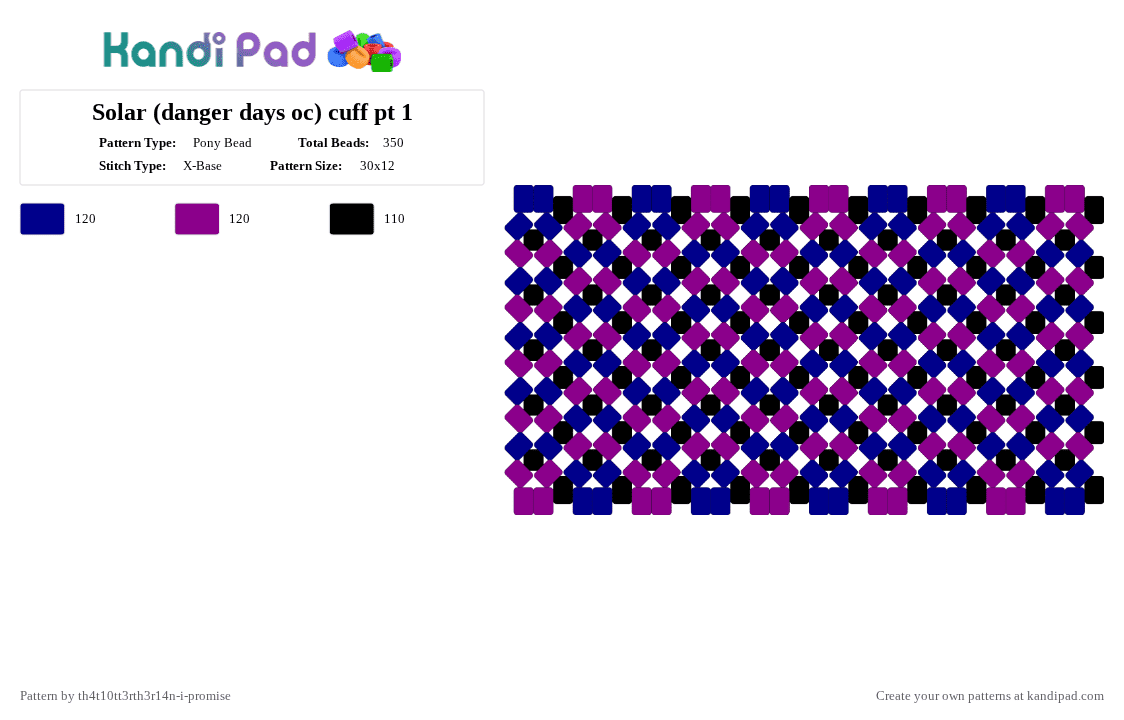 Solar (danger days oc) cuff pt 1 - Pony Bead Pattern by th4t10tt3rth3r14n-i-promise on Kandi Pad - 