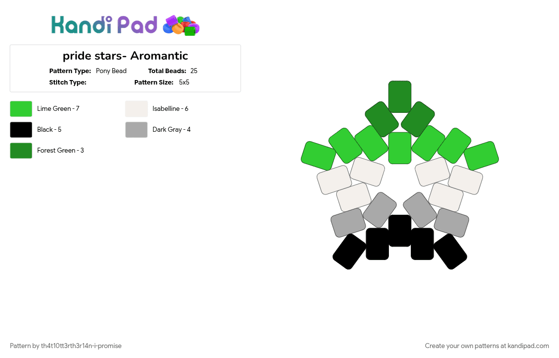 pride stars- Aromantic - Pony Bead Pattern by th4t10tt3rth3r14n-i-promise on Kandi Pad - beige, green, pride