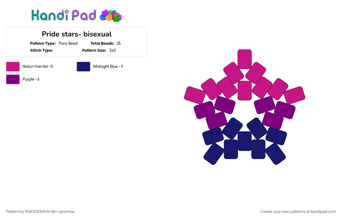 Pride stars- bisexual - Pony Bead Pattern by th4t10tt3rth3r14n-i-promise on Kandi Pad - pink, pride, purple