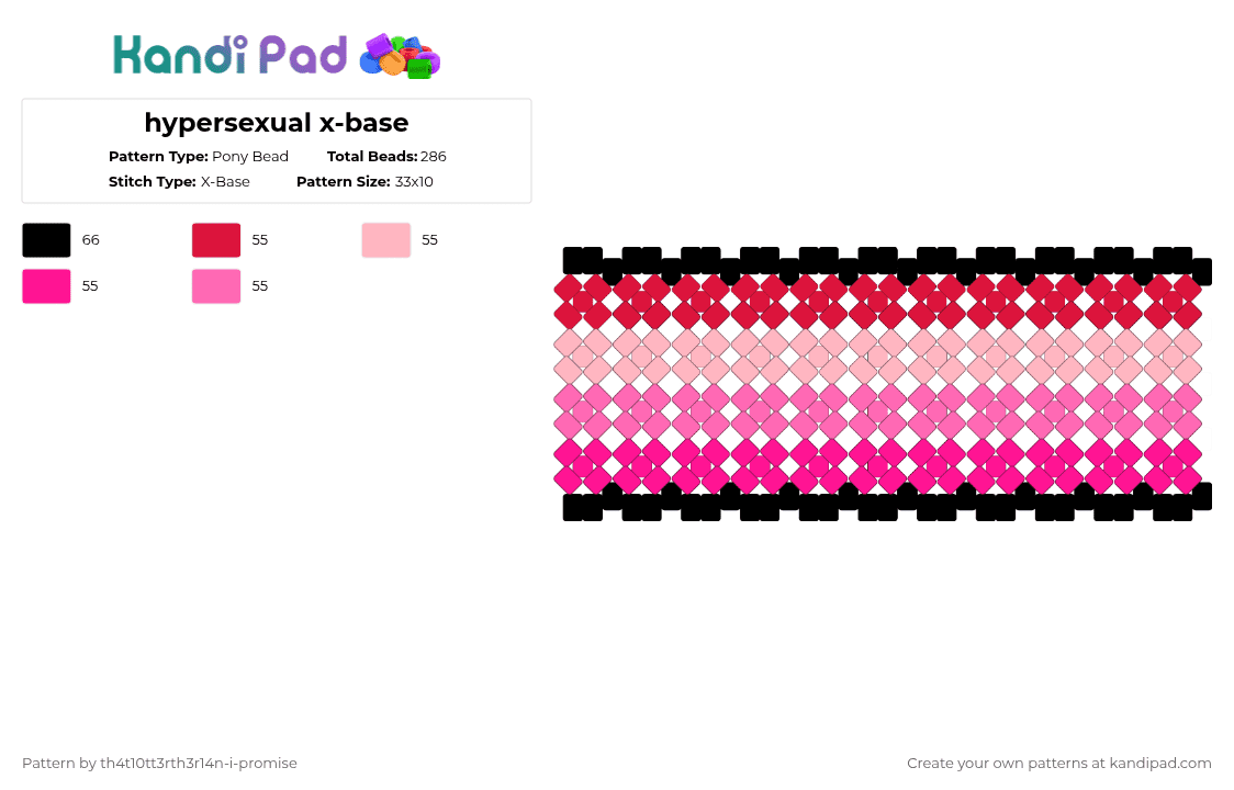 hypersexual x-base - Pony Bead Pattern by th4t10tt3rth3r14n-i-promise on Kandi Pad - pink