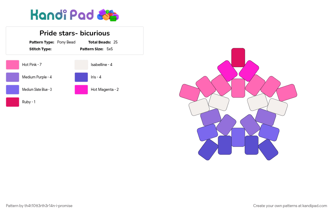 Pride stars- bicurious - Pony Bead Pattern by th4t10tt3rth3r14n-i-promise on Kandi Pad - pink, pride, purple