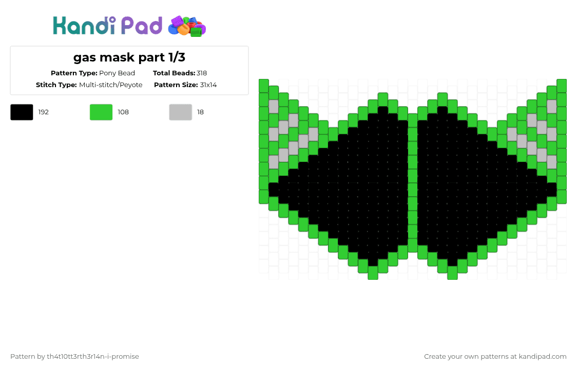 gas mask part 1/3 - Pony Bead Pattern by th4t10tt3rth3r14n-i-promise on Kandi Pad - green
