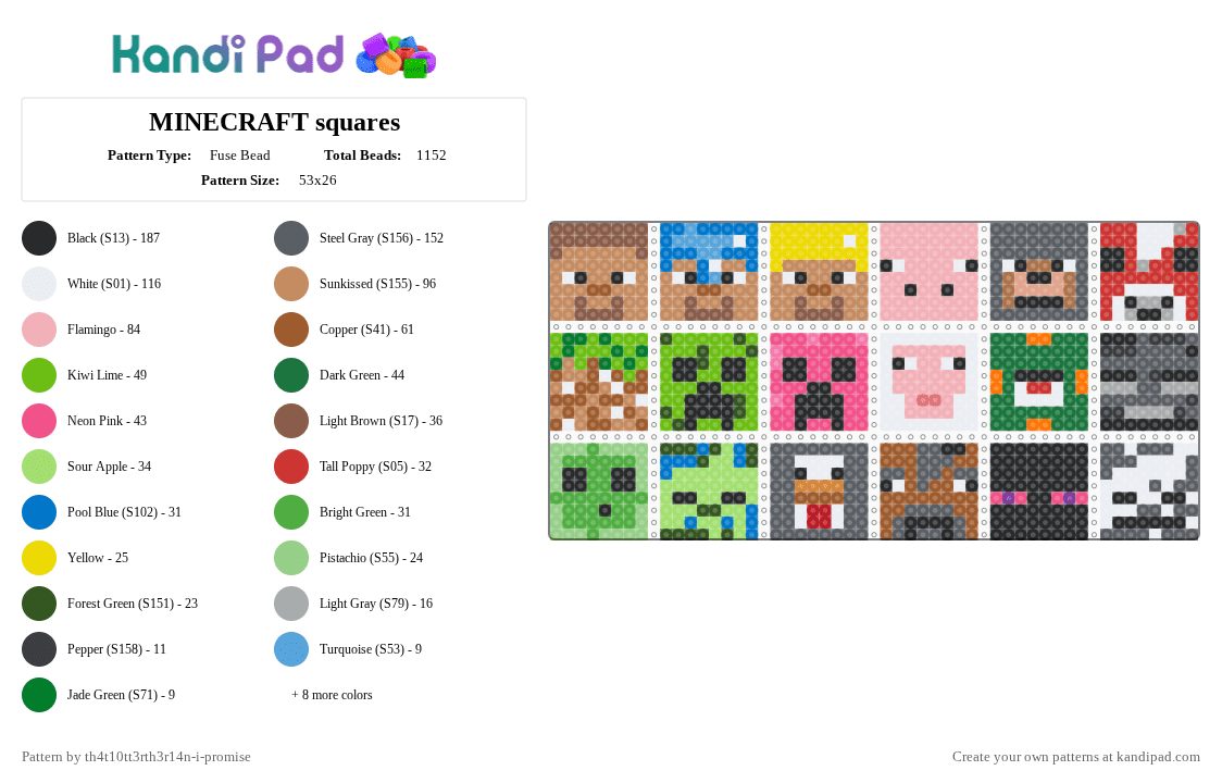 MINECRAFT squares - Fuse Bead Pattern by th4t10tt3rth3r14n-i-promise on Kandi Pad - tan,green,beige,gray