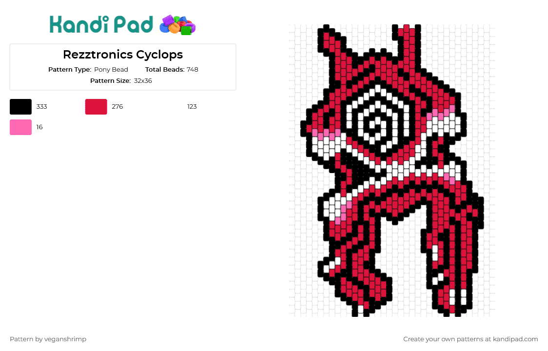 Rezztronics Cyclops - Pony Bead Pattern by veganshrimp on Kandi Pad - subtronics,rezz,cyclops,music,edm,dj,red