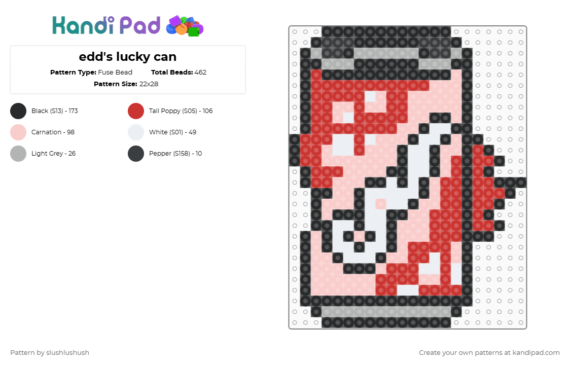 edd\'s lucky can - Fuse Bead Pattern by slushlushush on Kandi Pad - beige,red,eddsworld,edd,cola can,cola