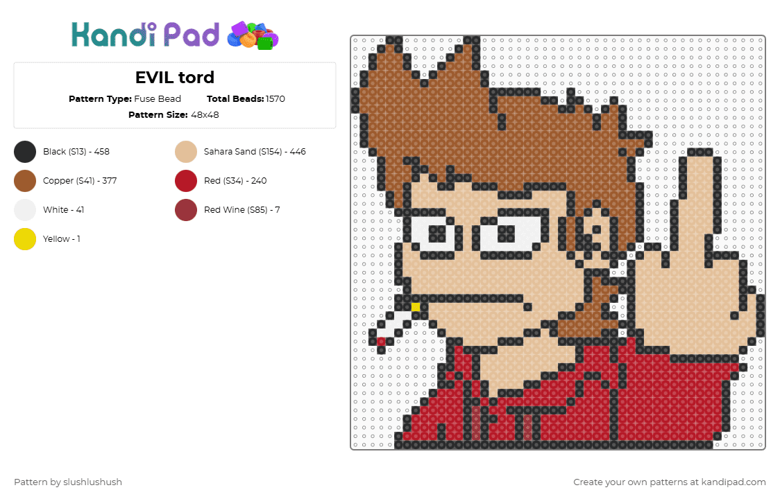 EVIL tord - Fuse Bead Pattern by slushlushush on Kandi Pad - beige, tan