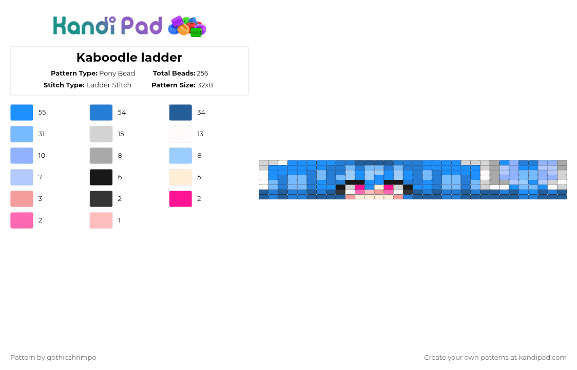 Kaboodle ladder - Pony Bead Pattern by gothicshrimpo on Kandi Pad - light blue,blue