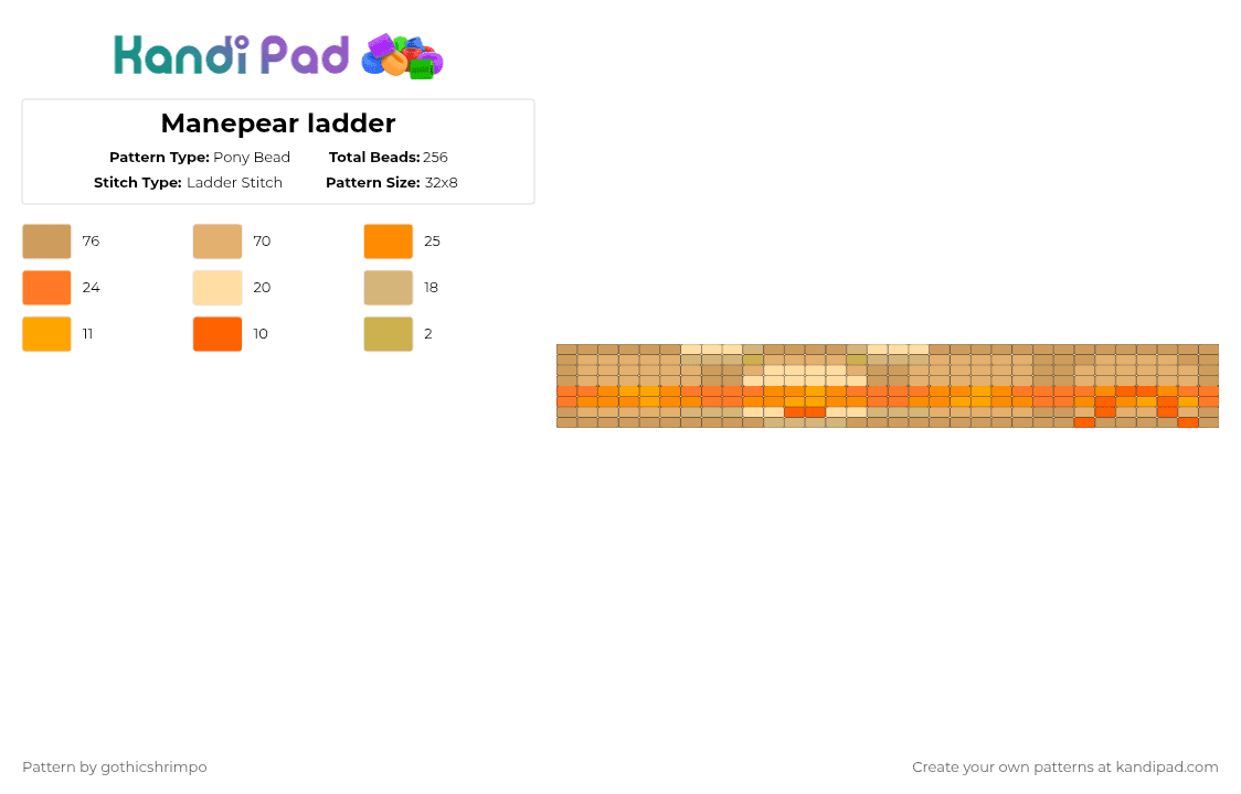 Manepear ladder - Pony Bead Pattern by gothicshrimpo on Kandi Pad - orange