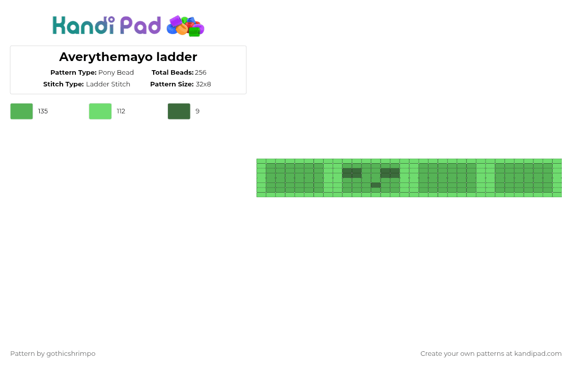Averythemayo ladder - Pony Bead Pattern by gothicshrimpo on Kandi Pad - teal,green