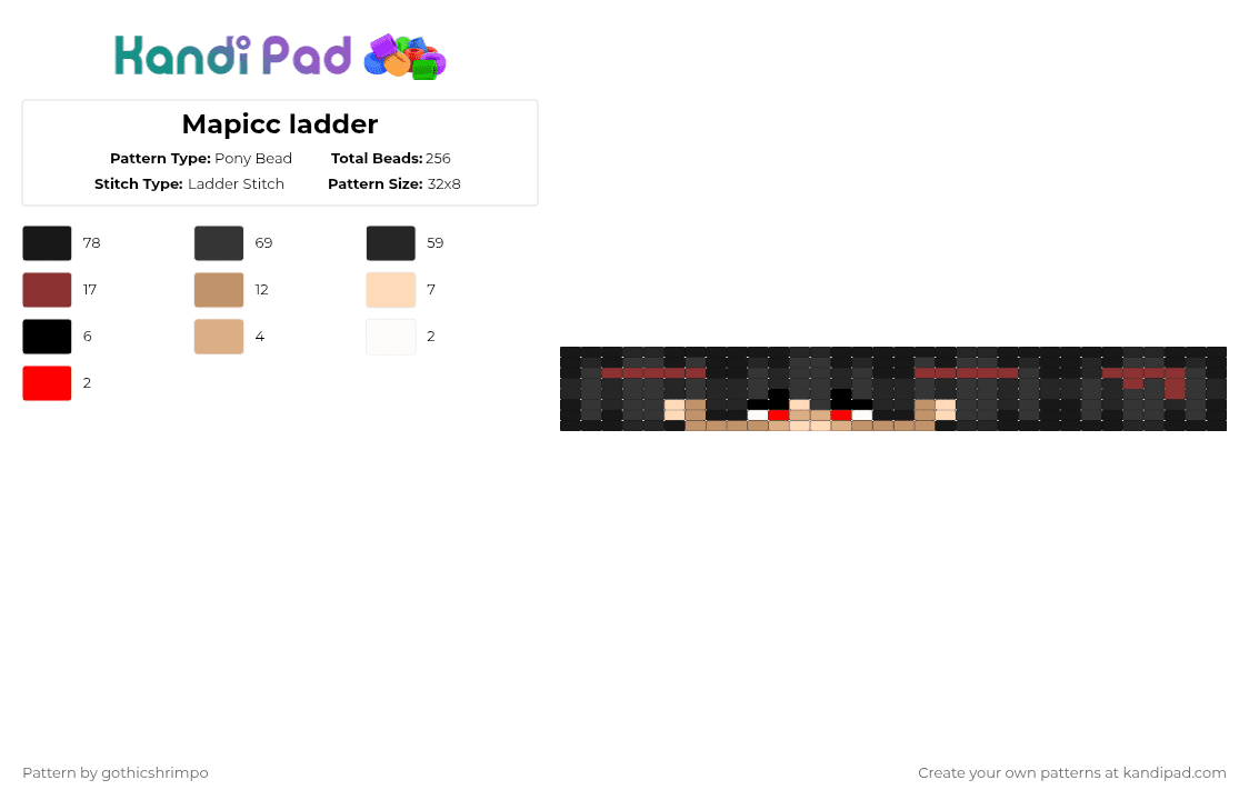 Mapicc ladder - Pony Bead Pattern by gothicshrimpo on Kandi Pad - black,red,beige
