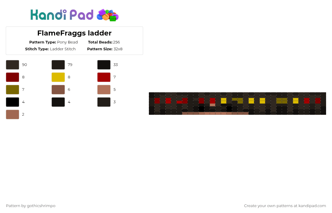FlameFraggs ladder - Pony Bead Pattern by gothicshrimpo on Kandi Pad - black,brown,yellow,tan
