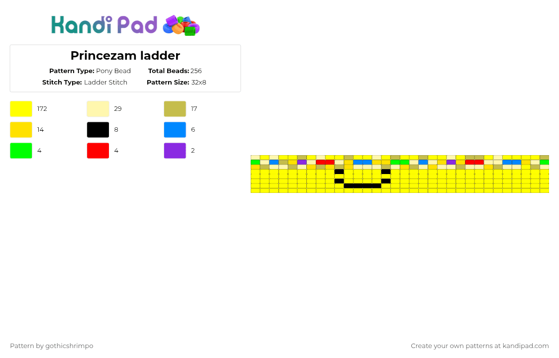 Princezam ladder - Pony Bead Pattern by gothicshrimpo on Kandi Pad - yellow