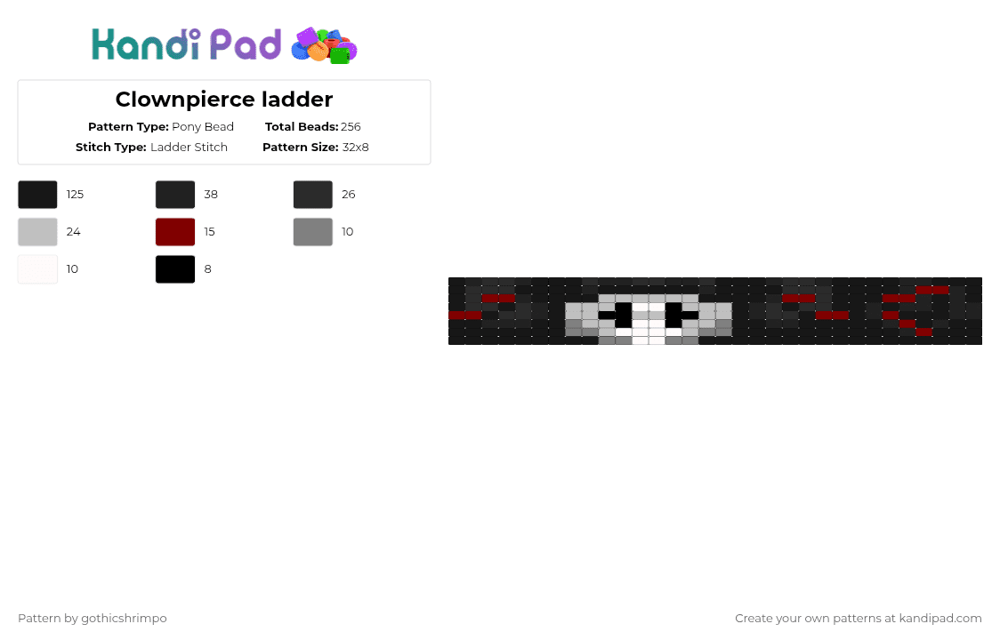 Clownpierce ladder - Pony Bead Pattern by gothicshrimpo on Kandi Pad - black,beige